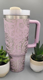 Peony, Peonies Floral 40oz Double Wall Insulated Tumbler with Handles Gift for mom, Granny, sister, Insulated Tumbler, Travel Coffee Mug