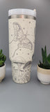 Moths, Moonlight, Mushrooms, Boho groovy 40oz Double Wall Insulated Tumbler with Handles Gift for mom, Granny, sister, Niece