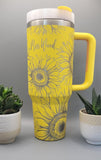 Personalised Sunflowers 40oz Double Wall Insulated Tumbler with Handles Gift for mom, Granny, sister, Niece, Teacher gift