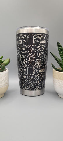 Halloween, ghosts Laser Engraved Custom Seamless  20oz Double Wall Insulated Tumbler Travel mug, Coffee mug, Tea mug