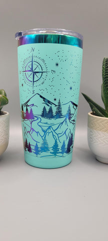 Adventure, Travel mug, Not all who wander are lost  Laser Engraved 20oz Double Wall Insulated Tumbler Travel mug, Seamless Tumbler
