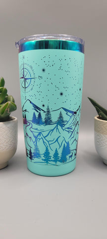 Adventure, Travel mug, Not all who wander are lost  Laser Engraved 20oz Double Wall Insulated Tumbler Travel mug, Seamless Tumbler