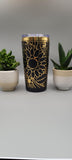 Paisley Black and gold Travel mug, Laser Engraved 20oz Double Wall Insulated Tumbler Travel mug, Seamless Tumbler