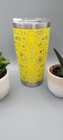Halloween, ghosts Laser Engraved Custom Seamless  20oz Double Wall Insulated Tumbler Travel mug, Coffee mug, Tea mug