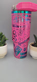 90's, nostalgia, 1990, groovy,pink and rainbow Laser Engraved 30oz Double Wall Insulated Tumbler Custom Seamless Tumbler