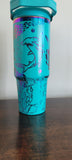 Sharks, Under the sea, Ocean teal and rainbow Laser Engraved 30oz Double Wall Insulated Tumbler Custom Seamless Tumbler