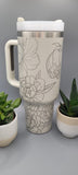 Marigolds, flowers, Floral  40oz Double Wall Insulated Tumbler with Handles Gift for mom, Granny, sister, Niece