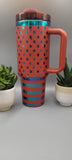 USA flag, 4th July, Stars and stripes red and Blue green 40oz Double Wall Insulated Tumbler with Handles Gift for mom, sister