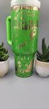 Alien, Retro, Halloween Peace, Good vibes, Retro Green and Gold  40oz Double Wall Insulated Tumbler with Handles Gift for mom, sister