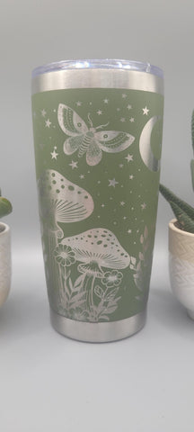 Moths and Moonlight travel mug Laser Engraved 20oz Double Wall Insulated Tumbler Travel mug, Seamless Tumbler ,Gift for daughter