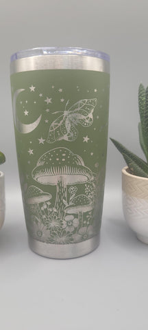Moths and Moonlight travel mug Laser Engraved 20oz Double Wall Insulated Tumbler Travel mug, Seamless Tumbler ,Gift for daughter