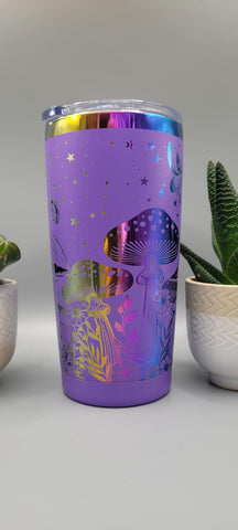 Moonlight Moths and Mushrooms Travel mug, Laser Engraved 20oz Double Wall Insulated Tumbler Travel mug, Seamless Tumbler