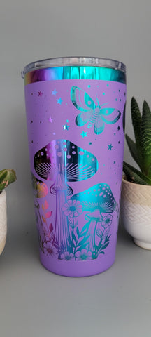 Moonlight Moths and Mushrooms Travel mug, Laser Engraved 20oz Double Wall Insulated Tumbler Travel mug, Seamless Tumbler