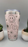 Emoji, Smiley faces and daisy's Laser Engraved 20oz Double Wall Insulated Tumbler Travel mug, Tumbler