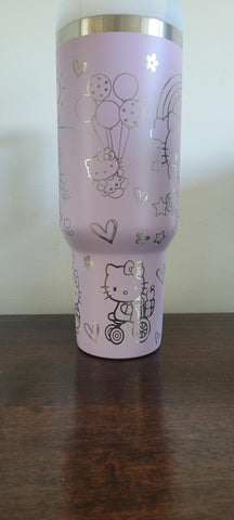 Cute Kitty, Kitten, anime Cat 40oz Double Wall Insulated Tumbler with Handles Gift for daughter,  sister, Niece, best friend