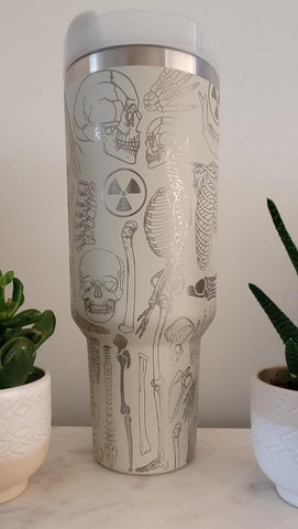 Radiology, X-ray Tech, Radiologist tumbler Xray tech, Bones 40oz Double Wall Insulated Tumbler with Handles Gift
