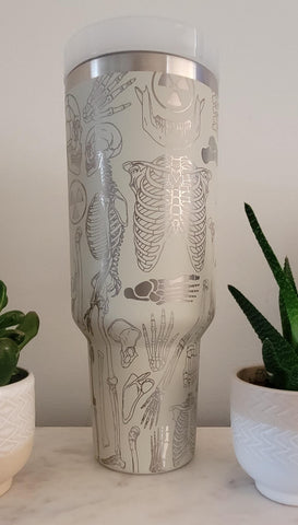 Radiology, X-ray Tech, Radiologist tumbler Xray tech, Bones 40oz Double Wall Insulated Tumbler with Handles Gift