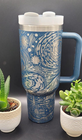 Starry Night,Vincent, art gift 40oz Double Wall Insulated Tumbler with Handles Gift for mom, Granny, sister, Niece, Teacher gift,