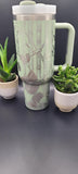 Panda  and Bamboo 40oz Double Wall Insulated Tumbler with Handles Gift for mom, Granny, sister, Niece