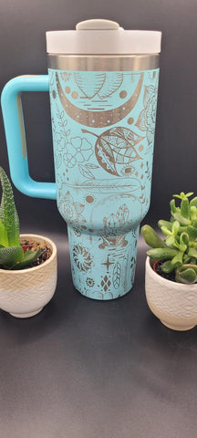 Boho, Dream catcher, Retro 40oz Double Wall Insulated Tumbler with Handles Gift