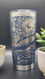 Starry night, Vincent Laser Engraved 20oz Double Wall Insulated Tumbler Travel mug, Tumbler