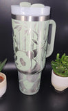 Panda  and Bamboo 40oz Double Wall Insulated Tumbler with Handles Gift for mom, Granny, sister, Niece