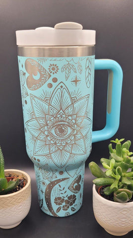 Boho, Dream catcher, Retro 40oz Double Wall Insulated Tumbler with Handles Gift