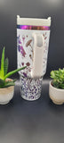 Horse and flowers, Horse Lover, Horseriding 40oz Double Wall Insulated Tumbler with Handles Gift for mom, sister