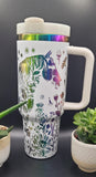 Horse and flowers, Horse Lover, Horseriding 40oz Double Wall Insulated Tumbler with Handles Gift for mom, sister