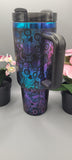 Sugar skulls Halloween black and chroma 40oz Double Wall Insulated Tumbler with Handles Gift for mom, sister