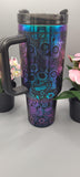 Sugar skulls Halloween black and chroma 40oz Double Wall Insulated Tumbler with Handles Gift for mom, sister