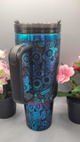 Sugar skulls Halloween black and chroma 40oz Double Wall Insulated Tumbler with Handles Gift for mom, sister