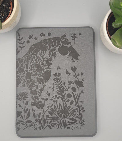 Custom Engraved Kindle Paperwhite (12th Generation), Floral Horse kindle cover Smart Cover with Auto Wake and Sleep,