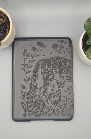 Custom Engraved Kindle Paperwhite (12th Generation), Floral Horse kindle cover Smart Cover with Auto Wake and Sleep,
