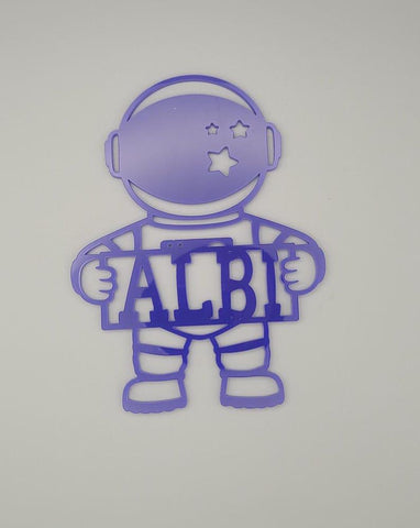 Personalized Astronaut Name Sign  Outer Space Boys Bedroom Decor, Nursery Wall or Door Hanger, Custom Acrylic or Wood Kids Room Gift