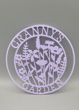 Grannys Garden Round Sign  Personalized Garden Escape Door or Wall Plaque, Mothers Day Gift, Acrylic or Wood, Custom Name Garden sign