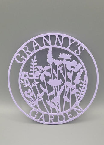 Grannys Garden Round Sign  Personalized Garden Escape Door or Wall Plaque, Mothers Day Gift, Acrylic or Wood, Custom Name Garden sign