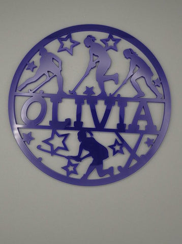 Personalized Field Hockey Name Sign  Teen Girls Bedroom or Club Door/Wall Plaque, Custom Sports Decor, Acrylic or Wood,  Ladies hockey