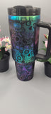 Sugar skulls Halloween black and chroma 40oz Double Wall Insulated Tumbler with Handles Gift for mom, sister