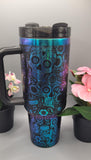 Sugar skulls Halloween black and chroma 40oz Double Wall Insulated Tumbler with Handles Gift for mom, sister