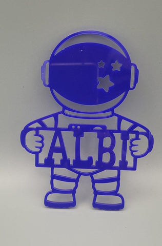 Personalized Astronaut Name Sign  Outer Space Boys Bedroom Decor, Nursery Wall or Door Hanger, Custom Acrylic or Wood Kids Room Gift
