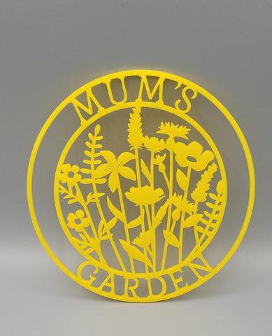 Mums Garden Sign Wall Plaque  Personalized Garden Escape Door or Wall Hanger, Mothers Day Gift, Acrylic or Wood, Custom Name Option