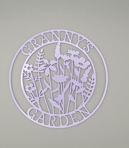 Grannys Garden Round Sign  Personalized Garden Escape Door or Wall Plaque, Mothers Day Gift, Acrylic or Wood, Custom Name Garden sign