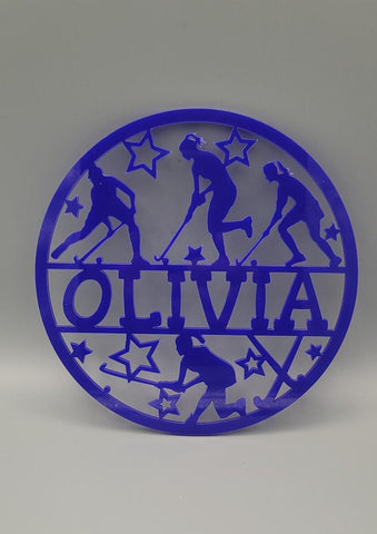 Personalized Field Hockey Name Sign  Teen Girls Bedroom or Club Door/Wall Plaque, Custom Sports Decor, Acrylic or Wood,  Ladies hockey