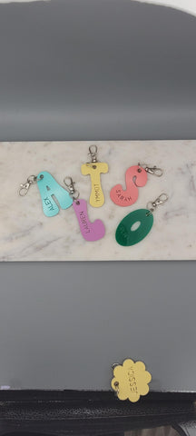 Retro Letter Backpack Tag Letter Name Keyring Bag Tag. Back to School. Children's name tag Stocking Filler Acrylic Keychain