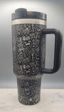 Trick or Treat Halloween, ghosts, spiders, Boo 40oz Double Wall Insulated Tumbler with Handles Gift