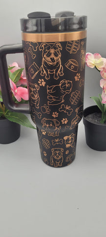 English Bulldog gift 40oz Double Wall Insulated Tumbler with Handles Gift for mom, Granny, sister, Niece, Teacher gift, dog lover gift