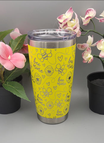 Let it Bee, hiney Bees, beehive Laser Engraved 20oz Double Wall Insulated Tumbler Travel mug,Seamless Tumbler ,Gift