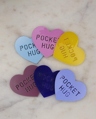 Heart Pocket hug token love gift thinking of you  little pocket hug, pick me up pocket hug token Acrylic - 35 colours
