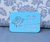 Flowers, Floral House Number, House Number Sign, Door Sign, Door Number, Modern, Acrylic, House Name, Address Sign, First Home,